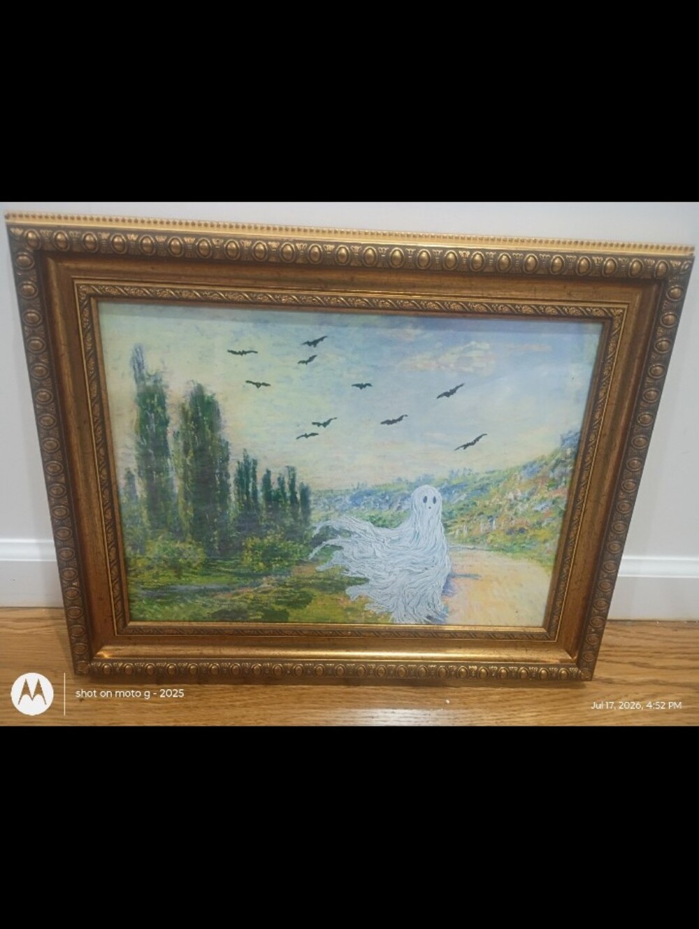 Claude Monet Inspired Ghost Art Gold-Framed Landscape 16 X 20
